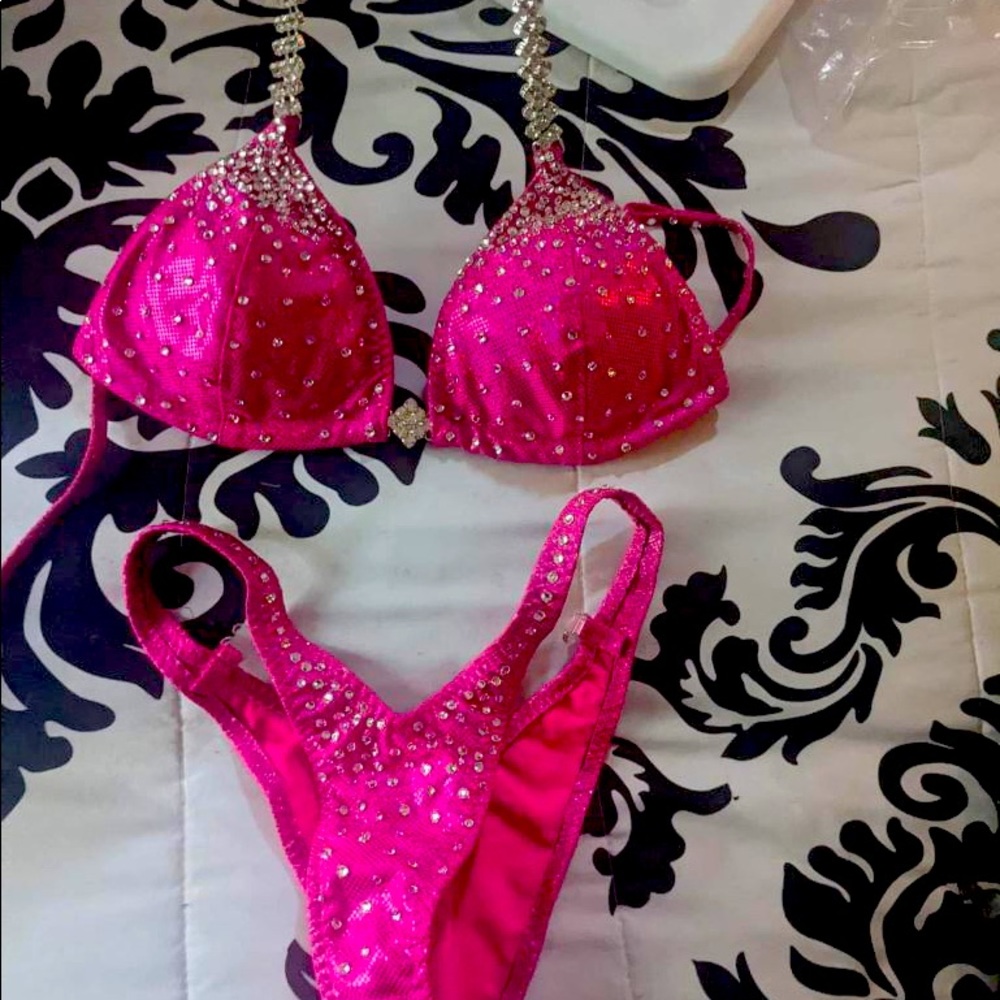 Bright pink gem stone bikini